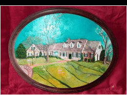 Stained Wood Oval (approx 16" by 10") - $100
